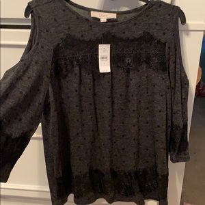 Never worn small loft off the shoulder gray top!